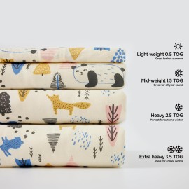 Duomiaomiao 1.5 TOG Toddler Sleep Sack 24-36 Months 100% Cotton Four Season Side Open Zipper Baby Sleep Sack with Feet, Breathable Toddler Wearable Blanket