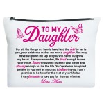 UDNADKEX Daughter Gift from Mom, Christmas, Birthday, Graduation Gift for Daughter from Mother Makeup Bag, Inspirational Gifts for Daughter, You Will Never Outgrow My Heart