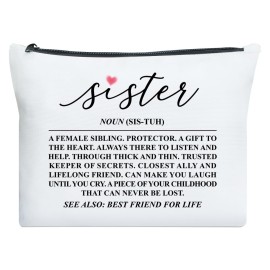UDNADKEX Sister Gift, Christmas, Birthday, Graduation Gift for Sister Bestie BBF Friendship Gift for Women Best Friends Makeup Bag, Friend Sentimental Gift, Best Friend for Life