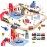 Giant bean 117 Pcs Busy Port City Train Set for Kids- Expandable & Changeable Wooden Train Track Set Toy, for Boys & Girls Ages 3-14