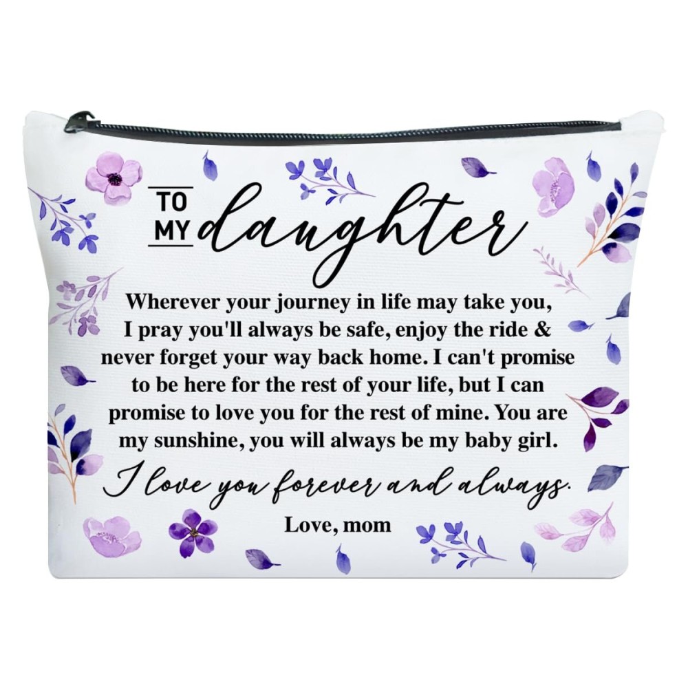 UDNADKEX Daughter Gift from Mom, Christmas, Birthday, Graduation Gift for Daughter from Mother Makeup Bag, You Are My Sunshine