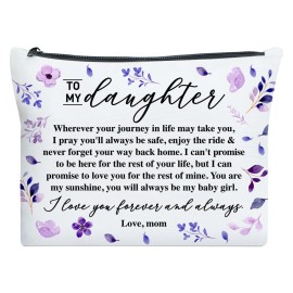 UDNADKEX Daughter Gift from Mom, Christmas, Birthday, Graduation Gift for Daughter from Mother Makeup Bag, You Are My Sunshine