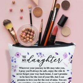 UDNADKEX Daughter Gift from Mom, Christmas, Birthday, Graduation Gift for Daughter from Mother Makeup Bag, You Are My Sunshine