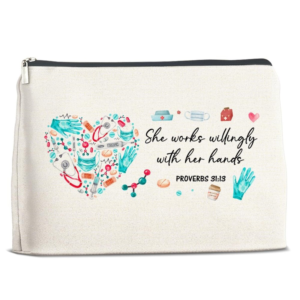 Nurse Gifts for Women, Nurse Makeup Bag Gifts, Thank You Gift for Nurses Assistant Nurse Practitioner, Nurse Appreciation Cosmetic Bag Gift for Retirement Birthday Christmas