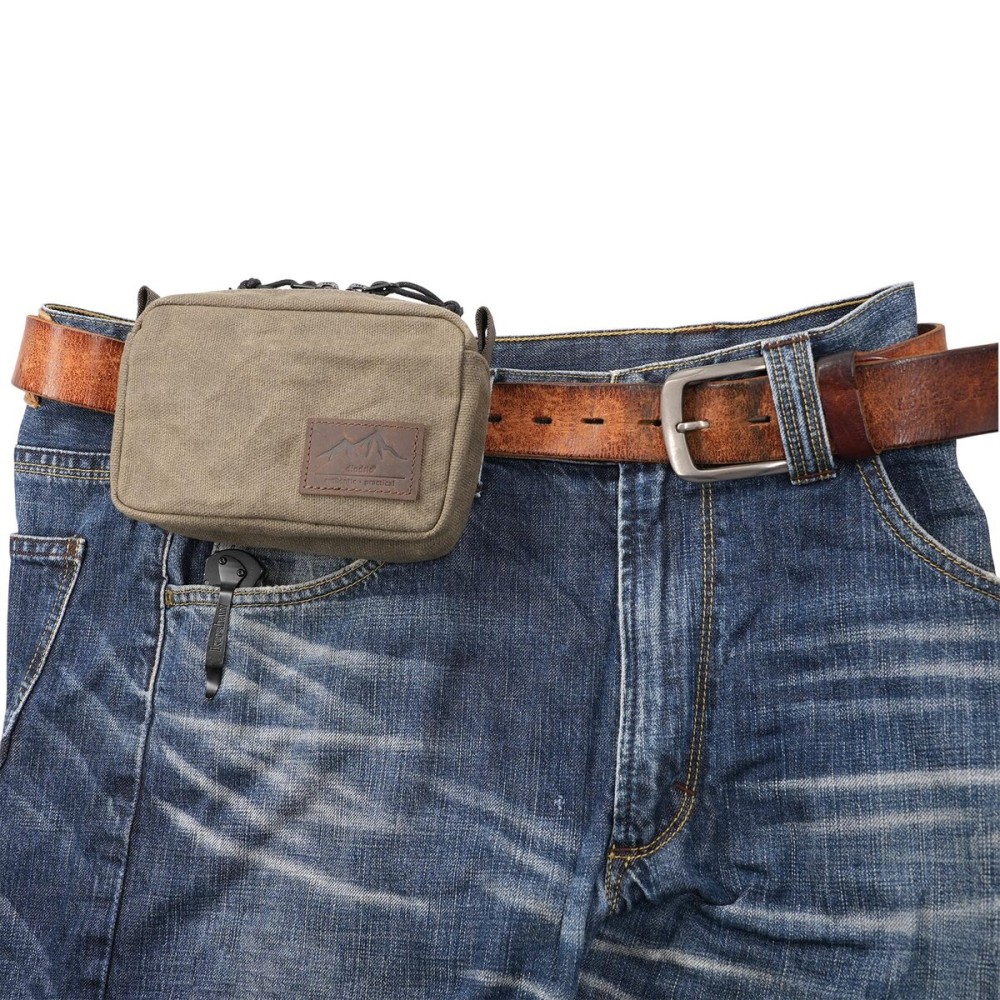 diodrio Belt Pouch for Men Women YKK Zippers EDC Pouch, Belt Bag Waist Pack for Traveling, Hiking, Outdoors, Water Resistant, Heavy Duty Waxed Canvas, Olive, Medium