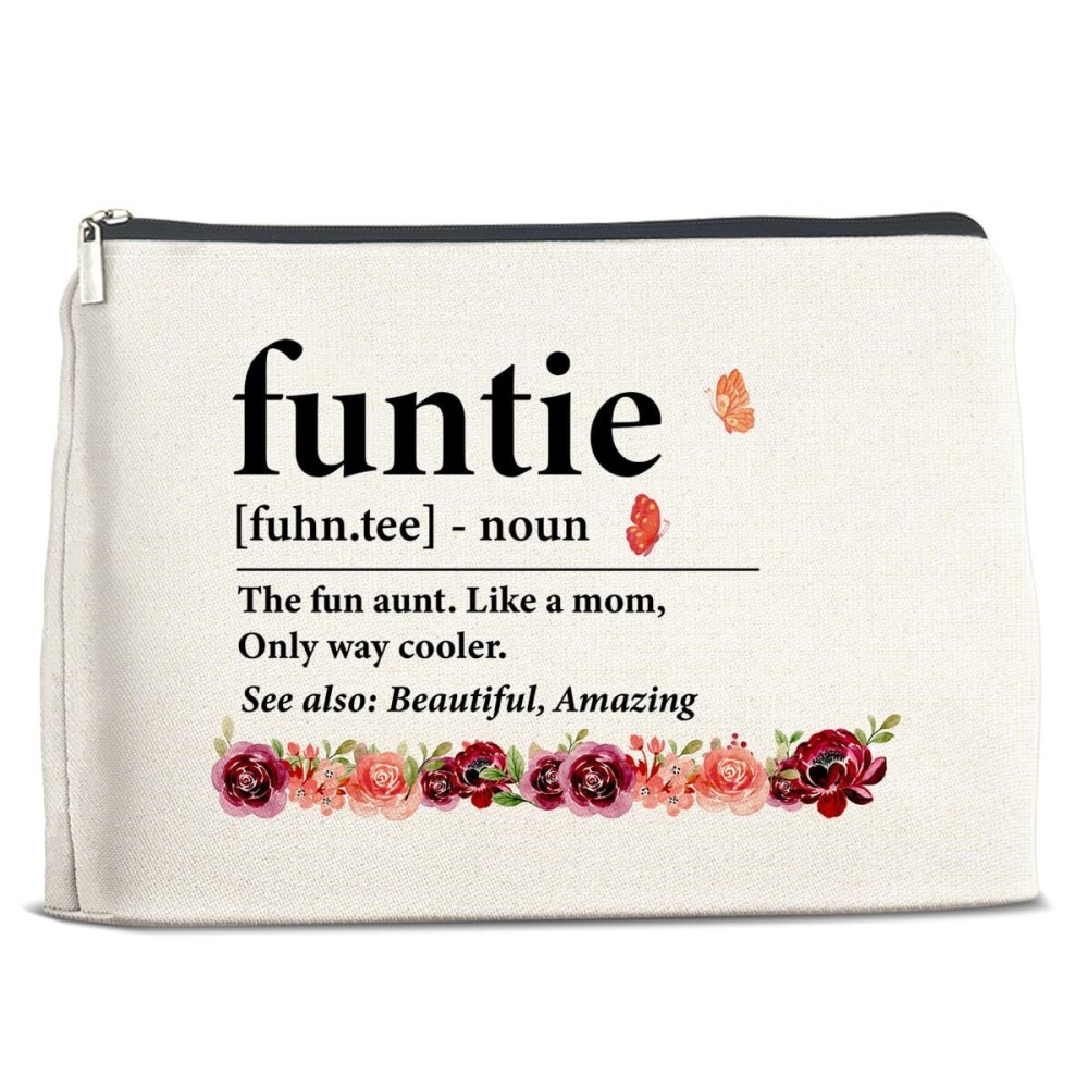 Funny Auntie Gifts, Auntie Gift, Funtie Makeup Bag Gifts for Aunt Aunty Titi New Aunt Funtie Cosmetic Bag Funny Auntie Gifts, Auntie Gift, Funtie Makeup Bag Gifts for Aunt Aunty Titi New Aunt Funtie Cosmetic Bag