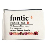 Funny Auntie Gifts, Auntie Gift, Funtie Makeup Bag Gifts for Aunt Aunty Titi New Aunt Funtie Cosmetic Bag
