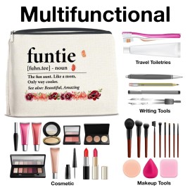 Funny Auntie Gifts, Auntie Gift, Funtie Makeup Bag Gifts for Aunt Aunty Titi New Aunt Funtie Cosmetic Bag Funny Auntie Gifts, Auntie Gift, Funtie Makeup Bag Gifts for Aunt Aunty Titi New Aunt Funtie Cosmetic Bag