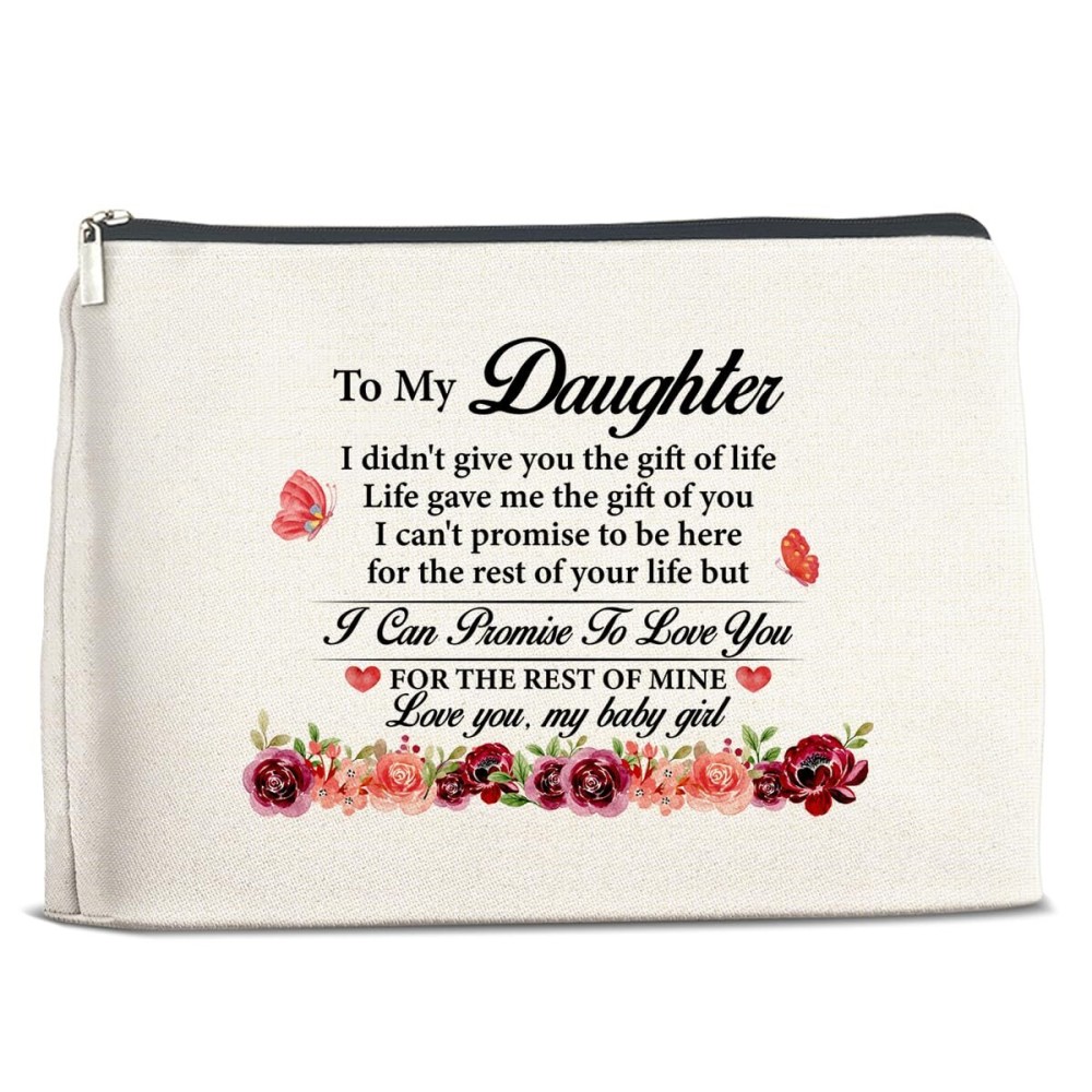Gifts for Daughter, Daughter Makeup Bag Gifts for Adult Daughter Step Daughter, to My Daughter Cosmetic Bag Gifts for Birthday Christmas Graduation