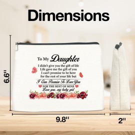 Gifts for Daughter, Daughter Makeup Bag Gifts for Adult Daughter Step Daughter, to My Daughter Cosmetic Bag Gifts for Birthday Christmas Graduation