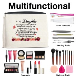 Gifts for Daughter, Daughter Makeup Bag Gifts for Adult Daughter Step Daughter, to My Daughter Cosmetic Bag Gifts for Birthday Christmas Graduation