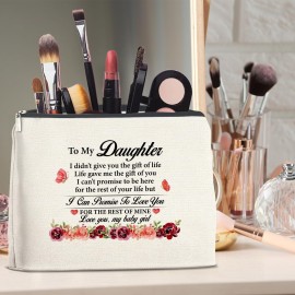 Gifts for Daughter, Daughter Makeup Bag Gifts for Adult Daughter Step Daughter, to My Daughter Cosmetic Bag Gifts for Birthday Christmas Graduation