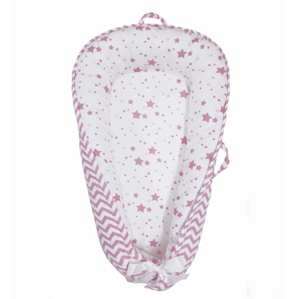 Aila+Aiden Baby Nest, Baby Lounger, Organic Cotton Lounger for Baby, Reversible Breathable Adjustable Portable - Star Collection (Pink)