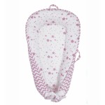 Aila+Aiden Baby Nest, Baby Lounger, Organic Cotton Lounger for Baby, Reversible Breathable Adjustable Portable - Star Collection (Pink)