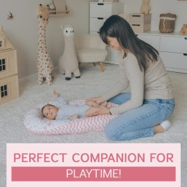 Aila+Aiden Baby Nest, Baby Lounger, Organic Cotton Lounger for Baby, Reversible Breathable Adjustable Portable - Star Collection (Pink)