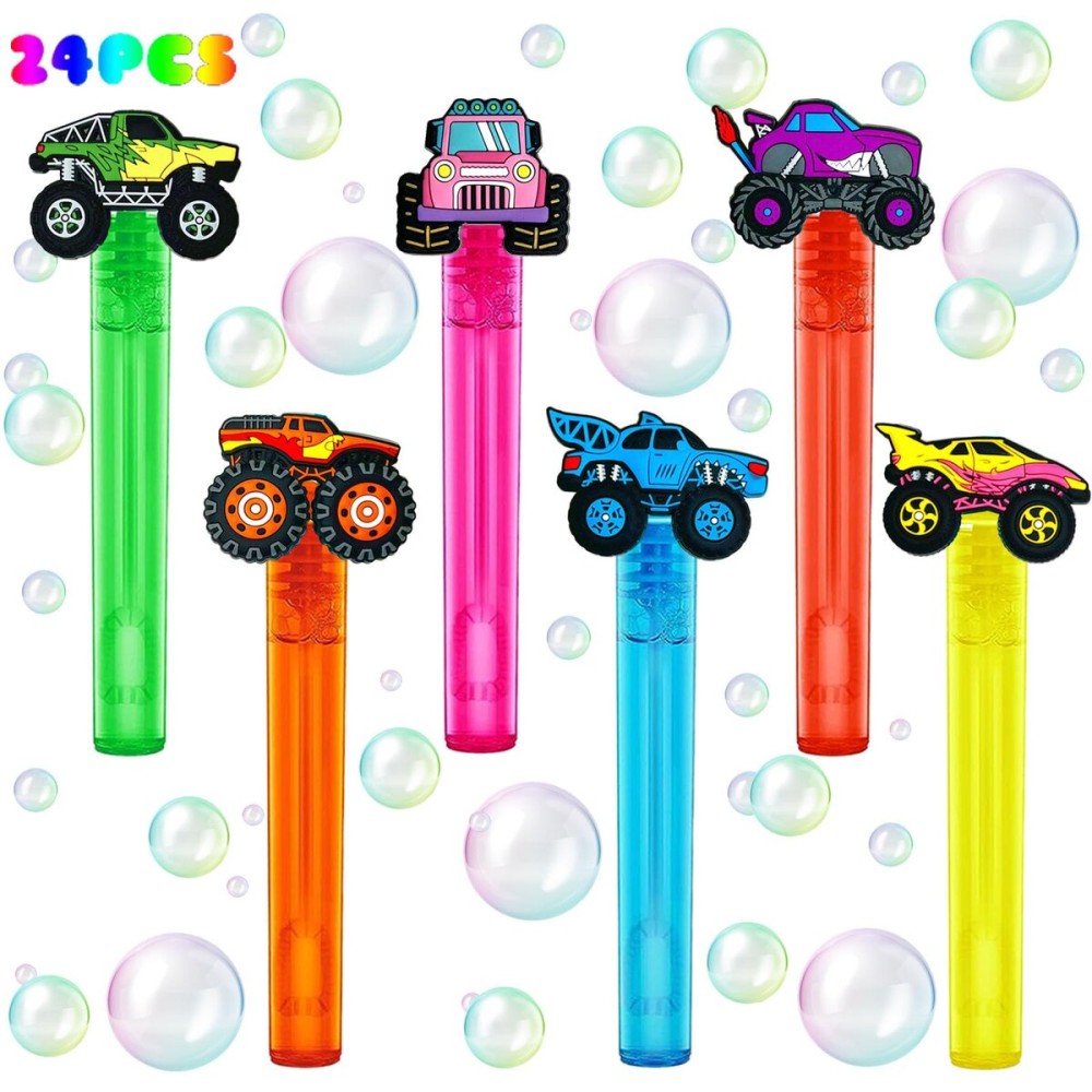 uoyoi Monster Truck Party Favors,24Pcs Car Bubble Wands for Kids,Cool Bubble Wand for Monster Truck Birthday Party Supplies,Classroom Prizes Pinata Goodie Bag Stuffers Gift