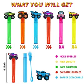 uoyoi Monster Truck Party Favors,24Pcs Car Bubble Wands for Kids,Cool Bubble Wand for Monster Truck Birthday Party Supplies,Classroom Prizes Pinata Goodie Bag Stuffers Gift