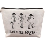 uinwk Western Makeup Bag, Skeleton Makeup Bag, Gothic Makeup Bag, Let\'s Go Girls Makeup Bag, Western Gifts For Cowgirls