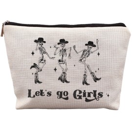 uinwk Western Makeup Bag, Skeleton Makeup Bag, Gothic Makeup Bag, Let\'s Go Girls Makeup Bag, Western Gifts For Cowgirls