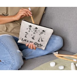 uinwk Western Makeup Bag, Skeleton Makeup Bag, Gothic Makeup Bag, Let\'s Go Girls Makeup Bag, Western Gifts For Cowgirls