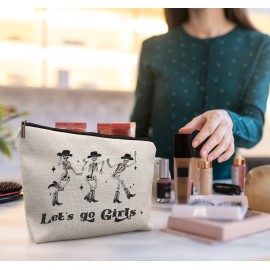 uinwk Western Makeup Bag, Skeleton Makeup Bag, Gothic Makeup Bag, Let\'s Go Girls Makeup Bag, Western Gifts For Cowgirls