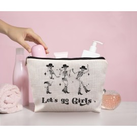 uinwk Western Makeup Bag, Skeleton Makeup Bag, Gothic Makeup Bag, Let\'s Go Girls Makeup Bag, Western Gifts For Cowgirls