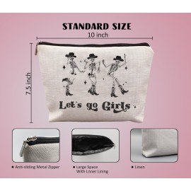 uinwk Western Makeup Bag, Skeleton Makeup Bag, Gothic Makeup Bag, Let\'s Go Girls Makeup Bag, Western Gifts For Cowgirls
