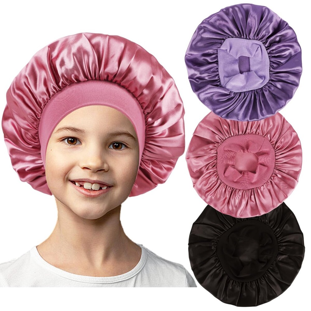 3 PCS Kids Bonnets for Girls,Silk Bonnet for Kid Sleeping,Toddler Bonnet Small Sleep Cap for Boys