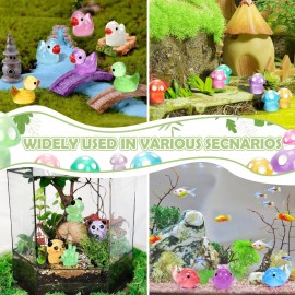 GOKUPOK Luminous Mini Resin Ducks Tiny Animals Glow in The Dark Duck Panda Dolphin Mushroom 4 Combination Sets for Garden Micro Landscape Aquarium Potted Dollhouse Decor 105PCS