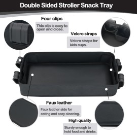 Stroller Snacks Tray for Wonderfold Wagon W Series Accessories Waterproof Kids Toy Placement Faux Leather Sides for Eating and 4 Kids Cup Holder (W4 Series)