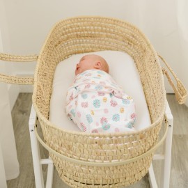 Ouch Baby Cotton Swaddle Wrap | Improves Sleep & Calms Startle Response | 100% Knitted Cotton | Adjustable Velcro Swaddle for Newborn Boys & Girls | 0-3 Months | Pack of 3 (Floral Edition)