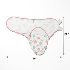 Ouch Baby Cotton Swaddle Wrap | Improves Sleep & Calms Startle Response | 100% Knitted Cotton | Adjustable Velcro Swaddle for Newborn Boys & Girls | 0-3 Months | Pack of 3 (Floral Edition)