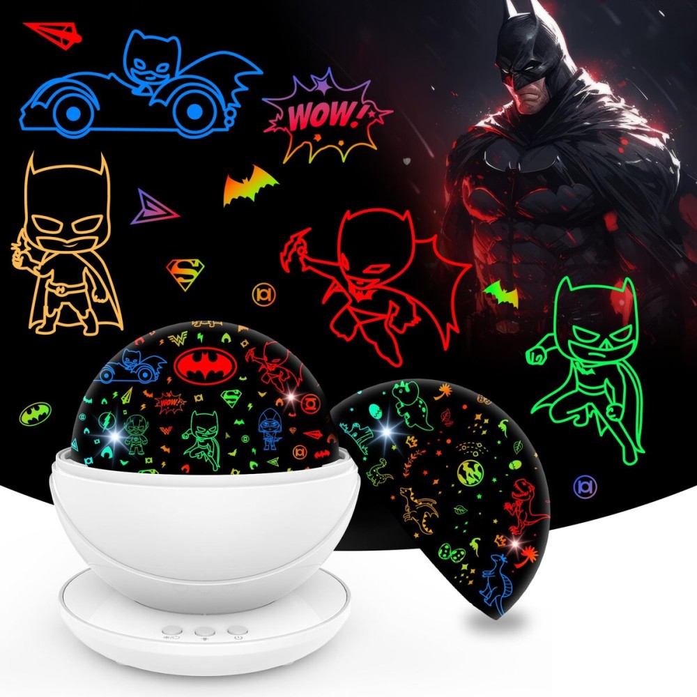 VANSHINIEER Batman Night Light Projector for Boy,Kids Night Lights with Batman and Dinosaur Theme,360 Degree Rotation,15 Mode Color Changing,Birthday Gift Toys