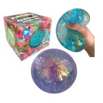 Hapros Jumbo 4 Glittery Gummee Ball, Extra Large Sensory Slow-Rise Glitter Sugar Stress Ball, Perfect Novelty Stress-Relief Fidget Toys Gifts for Adults and Children (Blue)