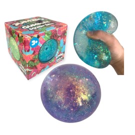 Hapros Jumbo 4 Glittery Gummee Ball, Extra Large Sensory Slow-Rise Glitter Sugar Stress Ball, Perfect Novelty Stress-Relief Fidget Toys Gifts for Adults and Children (Blue)