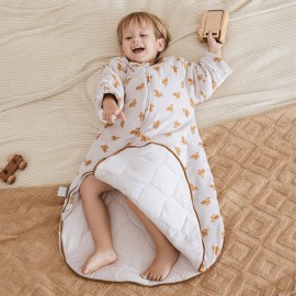 HOUSBAY Baby Sleep Bag Wearable Blanket Sleep Sack with Detachable Sleeves Unisex Baby Sleeping Sack With 2-Way Zipper (Ear of Wheat, S: 0-6Months)