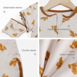 HOUSBAY Baby Sleep Bag Wearable Blanket Sleep Sack with Detachable Sleeves Unisex Baby Sleeping Sack With 2-Way Zipper (Ear of Wheat, S: 0-6Months)