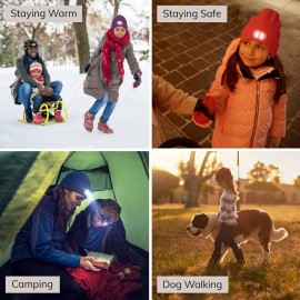 HEAD LIGHTZ Headlightz by Roq Innovation - Kids Beanie with Light and Glove Set - Unisex LED Beanie Hat with Light Built in, Rechargeable, Green