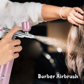 Airbrush-Kit Air Brush Kit With Airbrush Compressor Nail Charms Wireless Air Brush for Barber, Nail Art, Cake Decor, Makeup, Model Painting (Pink)