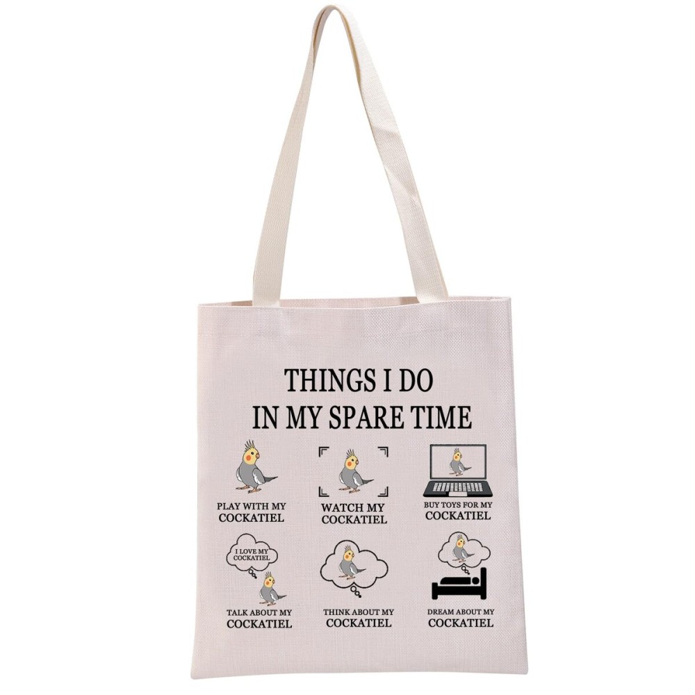 G2TUP Funny Cockatiel Gift Play With My Cockatiel Tote Bag Lover Handbag Mom Gift Merch