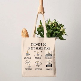 G2TUP Funny Cockatiel Gift Play With My Cockatiel Tote Bag Lover Handbag Mom Gift Merch