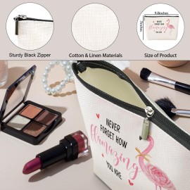 jeilink Funny Pink Flamingo Makeup Bag Flamingo Gifts Flamingo Decor Party Supplies Inspirational Christmas Birthday Gifts for Women Flamingo Lovers Girl Daughter Friend Coworker Travel Toiletry Bag