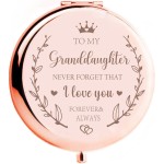 KGKAIMIZL Granddaughter Compact Makeup Mirror from Grandma & Grandpa, Ideal for Birthday Gifts, Includes Travel-Size Mirror & Light