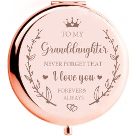 KGKAIMIZL Granddaughter Compact Makeup Mirror from Grandma & Grandpa, Ideal for Birthday Gifts, Includes Travel-Size Mirror & Light
