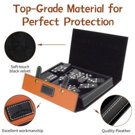 Bucher&Rossini Dominoes Set Double 6 - Claasic Black Domino\'s Game Set for Adults and Kids Idea Gift Present for Domino Players or Family Game Night (Black New)