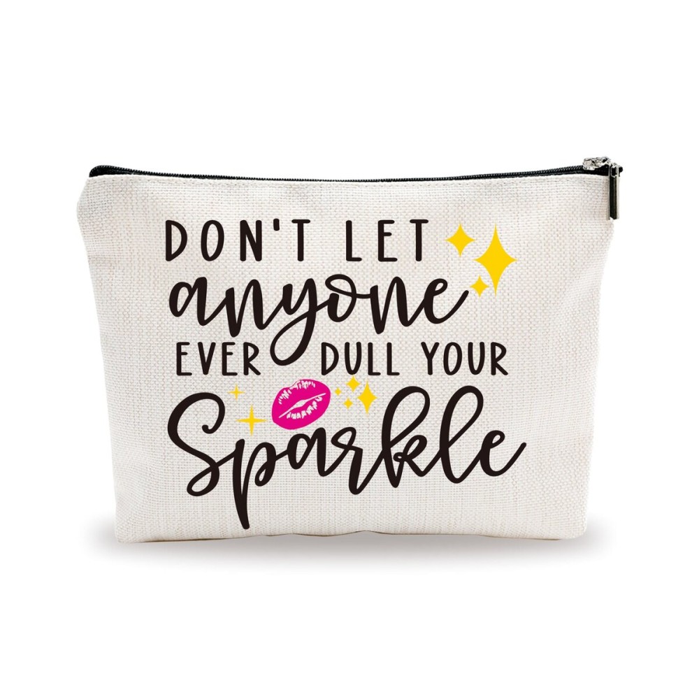 YKYENR Positive Makeup Bag - Don\'t Let Anyone Ever Dull Your Sparkle - Girl Power Cosmetic Bag, Quotes Toiletry Bag, Gift For Girls, Besties, Personal Care & Accessories - A30