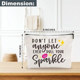 YKYENR Positive Makeup Bag - Don\'t Let Anyone Ever Dull Your Sparkle - Girl Power Cosmetic Bag, Quotes Toiletry Bag, Gift For Girls, Besties, Personal Care & Accessories - A30