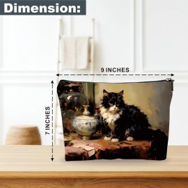YKYENR Art Theme Makeup Bag - Sloppy Cats On The Desk - Drawing Printing Cosmetic Bag, Toiletry Bag Gift For Girls, Teen, Personal Care & Accessories - A09