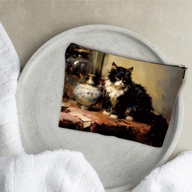 YKYENR Art Theme Makeup Bag - Sloppy Cats On The Desk - Drawing Printing Cosmetic Bag, Toiletry Bag Gift For Girls, Teen, Personal Care & Accessories - A09