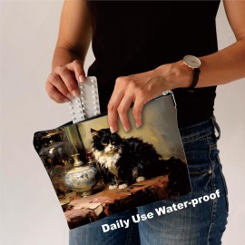 YKYENR Art Theme Makeup Bag - Sloppy Cats On The Desk - Drawing Printing Cosmetic Bag, Toiletry Bag Gift For Girls, Teen, Personal Care & Accessories - A09